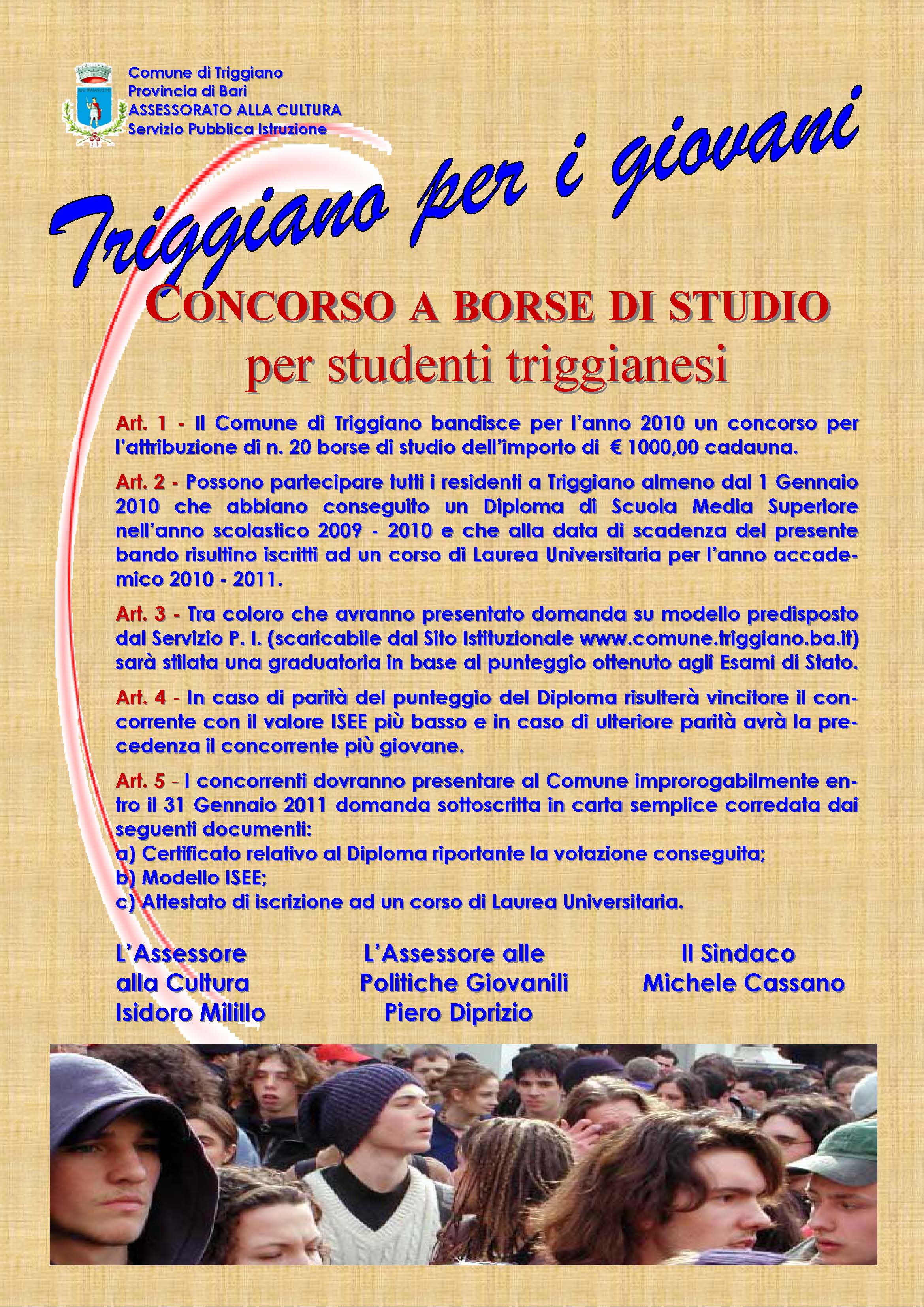 Bando Corcorso a Borse di Studio per Studenti Triggianesi